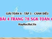 Giải bài 4 trang 78 Toán 6 Tập 1 SGK Cánh Diều